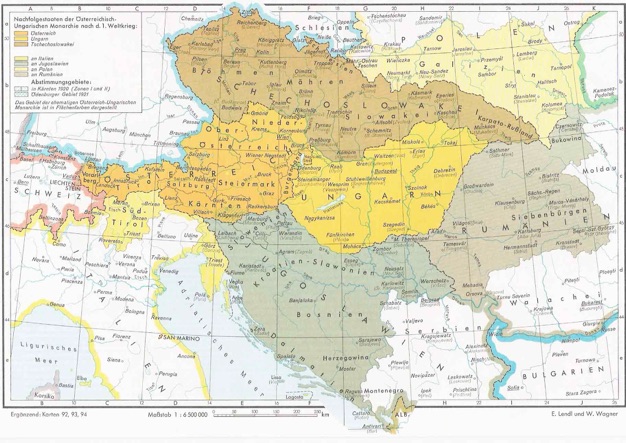 Los estados sucesores del Imperio Austrohúngaro en 1918